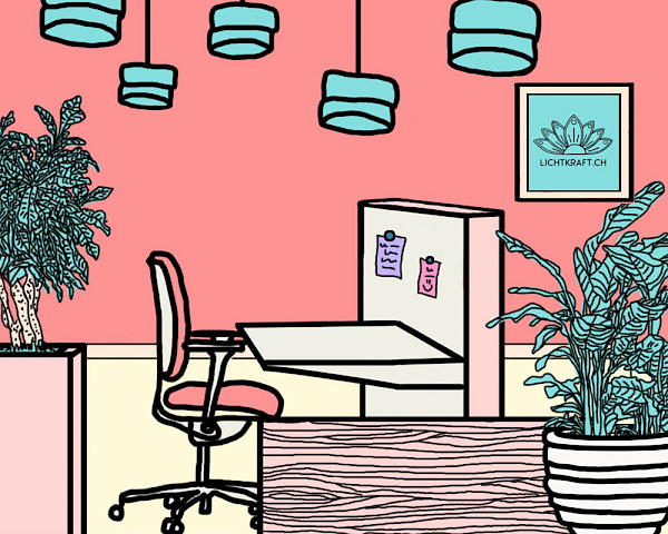 Illustration von Büro- oder Empfangssituation